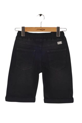 Mutlu Kids Beli Lastikli Erkek Çocuk Kot Kapri Şort Siyah - 9 Yaş