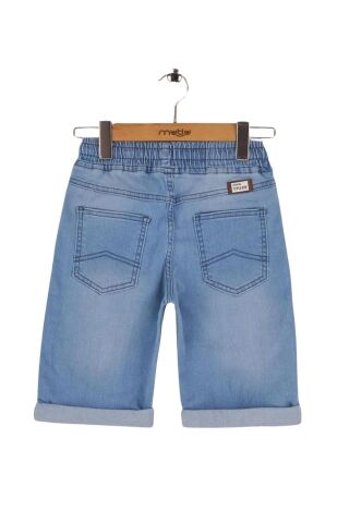Mutlu Kids Beli Lastikli Erkek Çocuk Kot Kapri Şort BUZ MAVİ - 3 Yaş