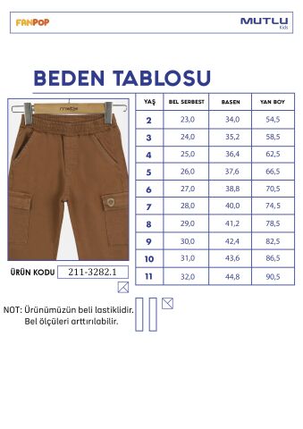 Kargo Cepli Erkek Gabardin Pantolon Bej - 9 Yaş