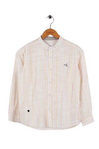 Mutlu Kids Hakim Yaka Çizgili Erkek Çocuk Gömlek Sarı - 4 Yaş