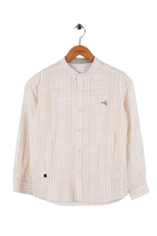 Mutlu Kids Hakim Yaka Çizgili Erkek Çocuk Gömlek Sarı - 5 Yaş