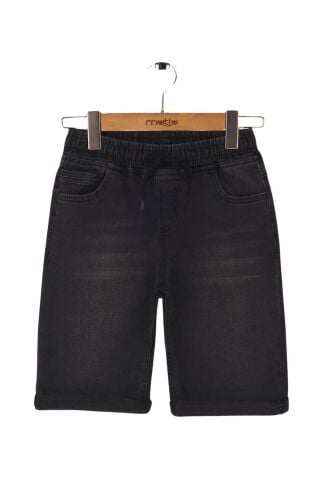 Mutlu Kids Beli Lastikli Erkek Çocuk Kot Kapri Şort Füme - 3 Yaş