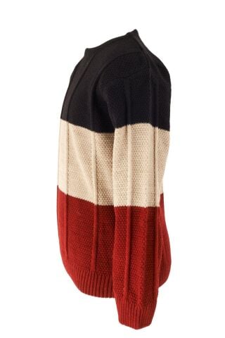 Mutlu Kids Renk Bloklu Erkek Çocuk Kazak Hardal - 9-10 Yaş