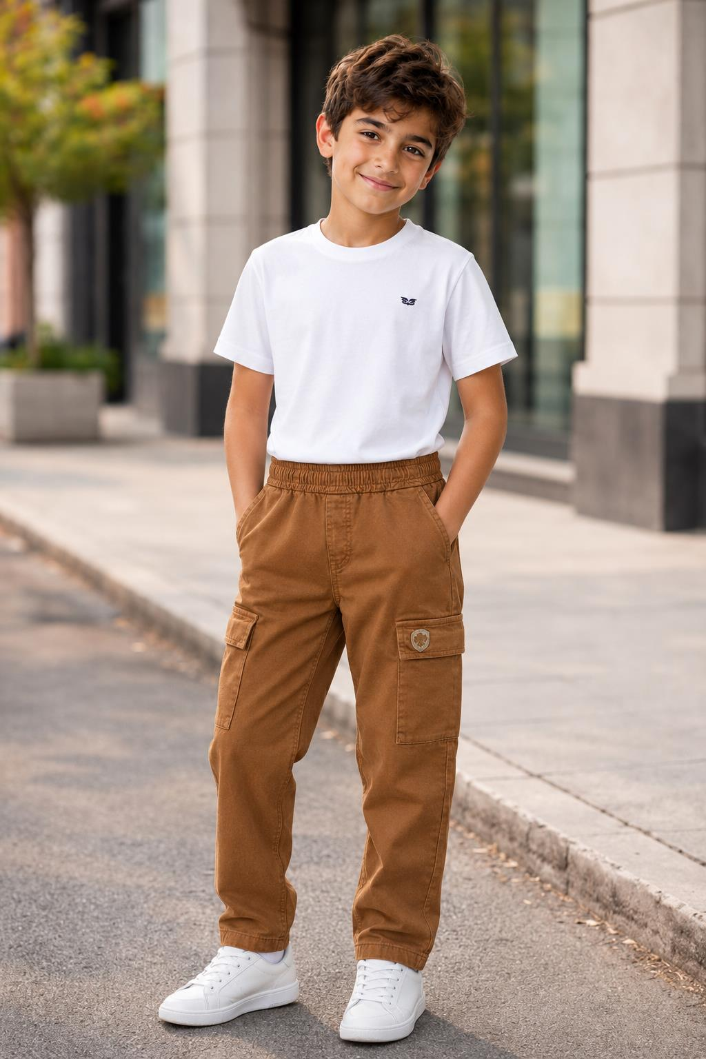 Kargo Cepli Erkek Gabardin Pantolon KAHVE - 9 Yaş