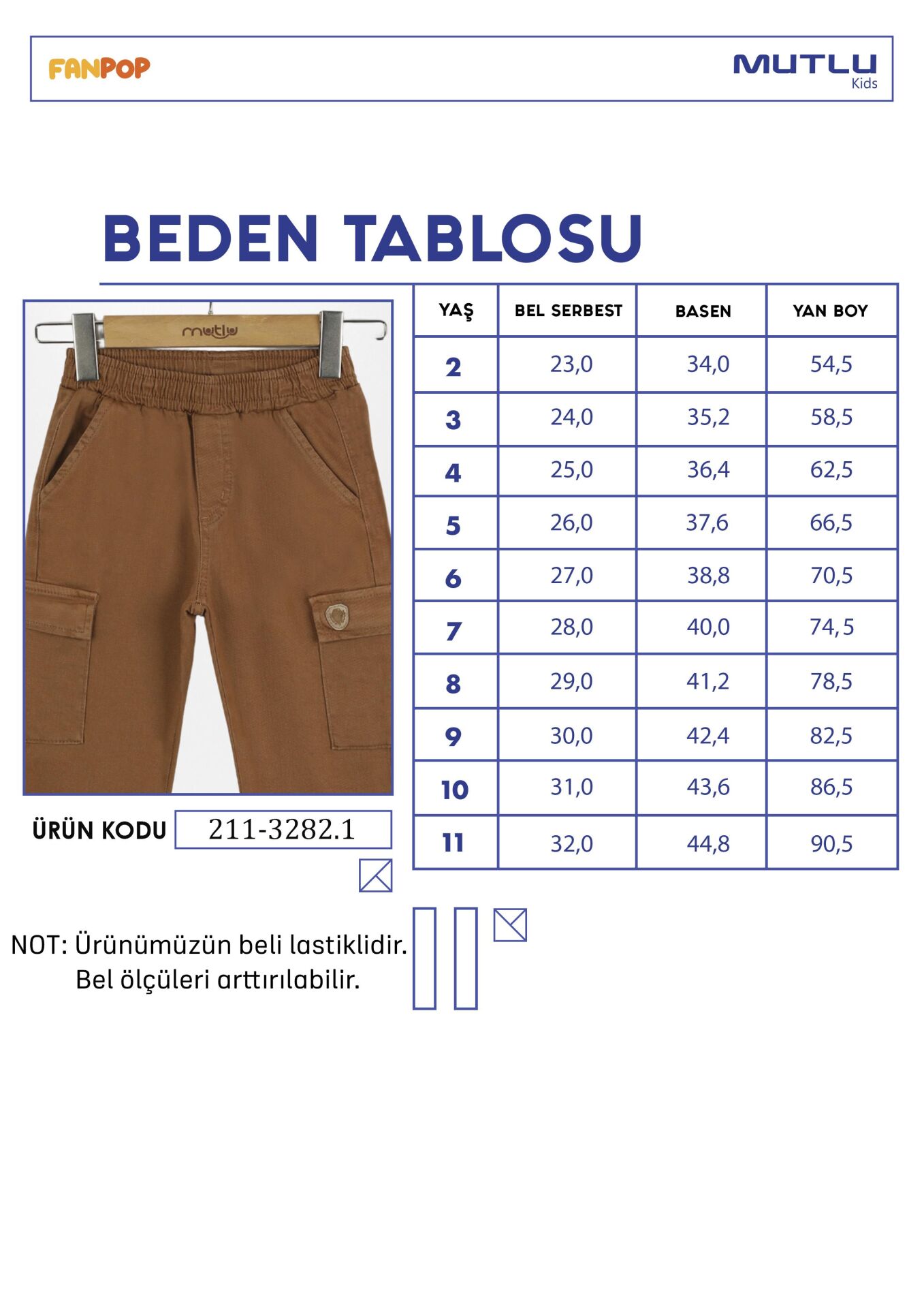 Kargo Cepli Erkek Gabardin Pantolon KAHVE - 9 Yaş
