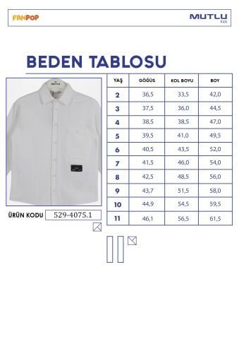 Armürlü Erkek Gömlek Beyaz - 6 Yaş