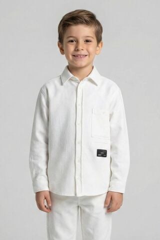 Armürlü Erkek Gömlek Beyaz - 9 Yaş