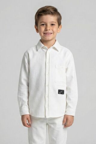 Armürlü Erkek Gömlek Beyaz - 9 Yaş