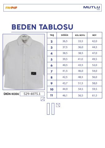 Armürlü Erkek Gömlek Beyaz - 9 Yaş