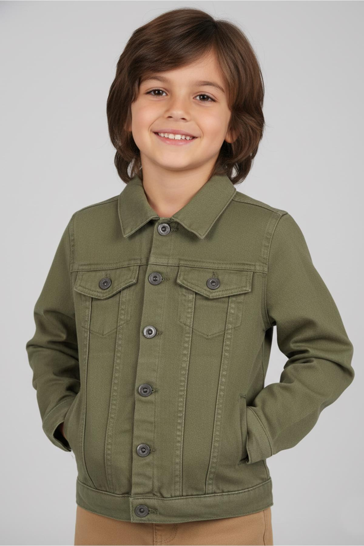 Mutlu Kids Erkek Çocuk Denim Ceket Haki - 2 Yaş