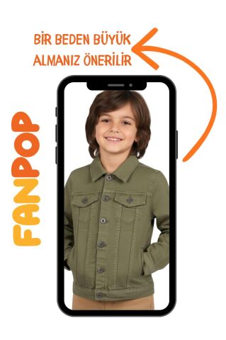 Mutlu Kids Erkek Çocuk Denim Ceket Haki - 3 Yaş