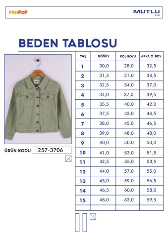 Mutlu Kids Kız Çocuk Denim Ceket Beyaz - 3 Yaş