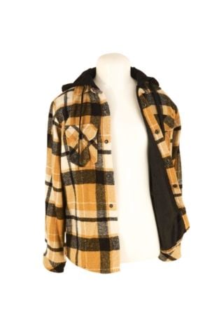 Mutlu Kids Kapüşonlu Kürk Astarlı Ekoseli Kalın Erkek Çocuk Gömlek Hardal - 7 Yaş