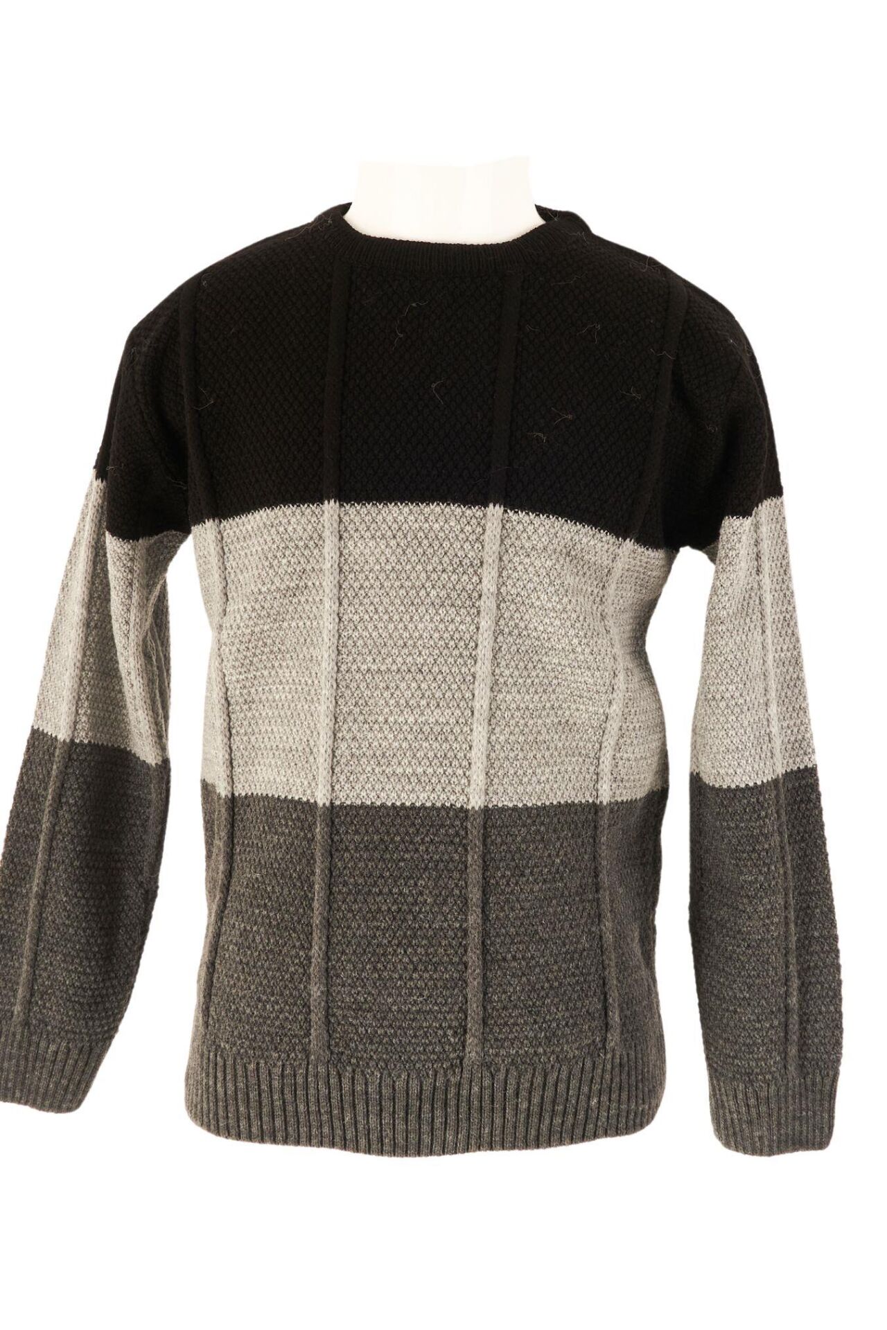 Mutlu Kids Renk Bloklu Erkek Çocuk Kazak Gri - 9-10 Yaş