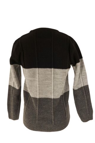 Mutlu Kids Renk Bloklu Erkek Çocuk Kazak Gri - 9-10 Yaş