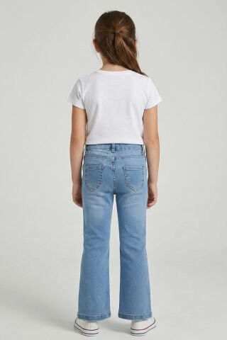 İspanyol Paça kız Kot Pantolon Açık Mavi - 9 Yaş