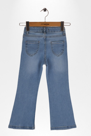 İspanyol Paça kız Kot Pantolon ORTA MAVİ - 9 Yaş