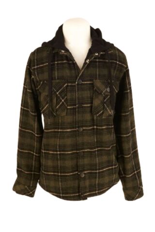 Mutlu Kids Kapüşonlu Kürk Astarlı Ekoseli Kalın Erkek Çocuk Gömlek Haki - 12 Yaş