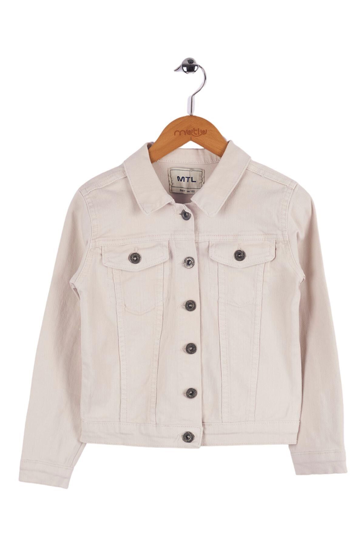 Mutlu Kids Kız Çocuk Denim Ceket EKRU - 13 Yaş