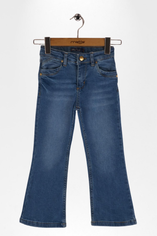 İspanyol Paça kız Kot Pantolon ORTA MAVİ - 9 Yaş