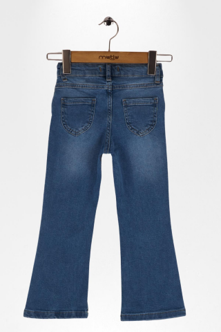 İspanyol Paça kız Kot Pantolon ORTA MAVİ - 9 Yaş