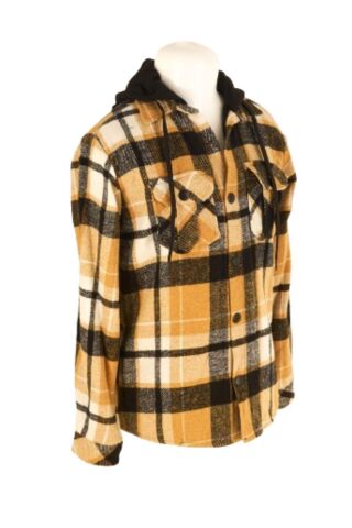 Mutlu Kids Kapüşonlu Kürk Astarlı Ekoseli Kalın Erkek Çocuk Gömlek Hardal - 8 Yaş