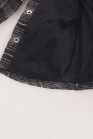 Mutlu Kids Kapüşonlu Kürk Astarlı Ekoseli Kalın Erkek Çocuk Gömlek Gri - 11 Yaş