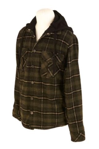 Mutlu Kids Kapüşonlu Kürk Astarlı Ekoseli Kalın Erkek Çocuk Gömlek Haki - 7 Yaş