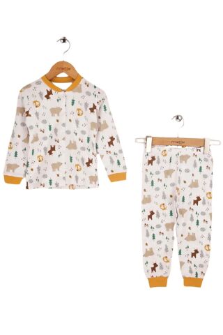 Seçkin Baskılı Ön Çıtçıtlı Çocuk Pijama Takımı Sarı - 3 Yaş