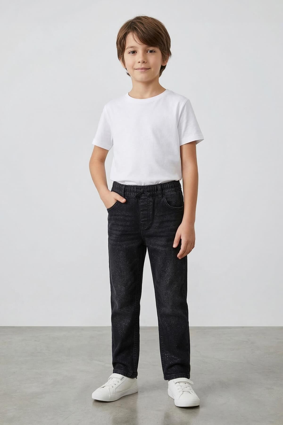 Bel Lastikli Erkek Kot Pantolon Antrasit - 8 Yaş