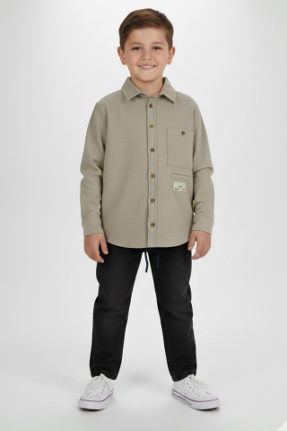 Bel Lastikli Erkek Kot Pantolon Antrasit - 9 Yaş