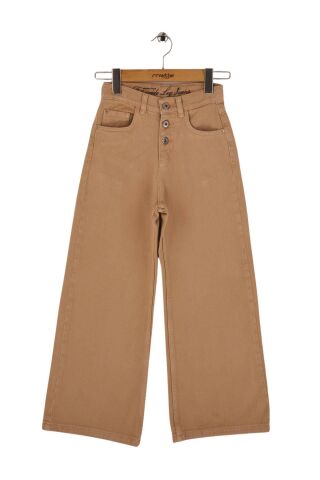 Mutlu Kids Kız Çocuk Wide Leg Kot Pantolon Gül Kurusu - 10 Yaş