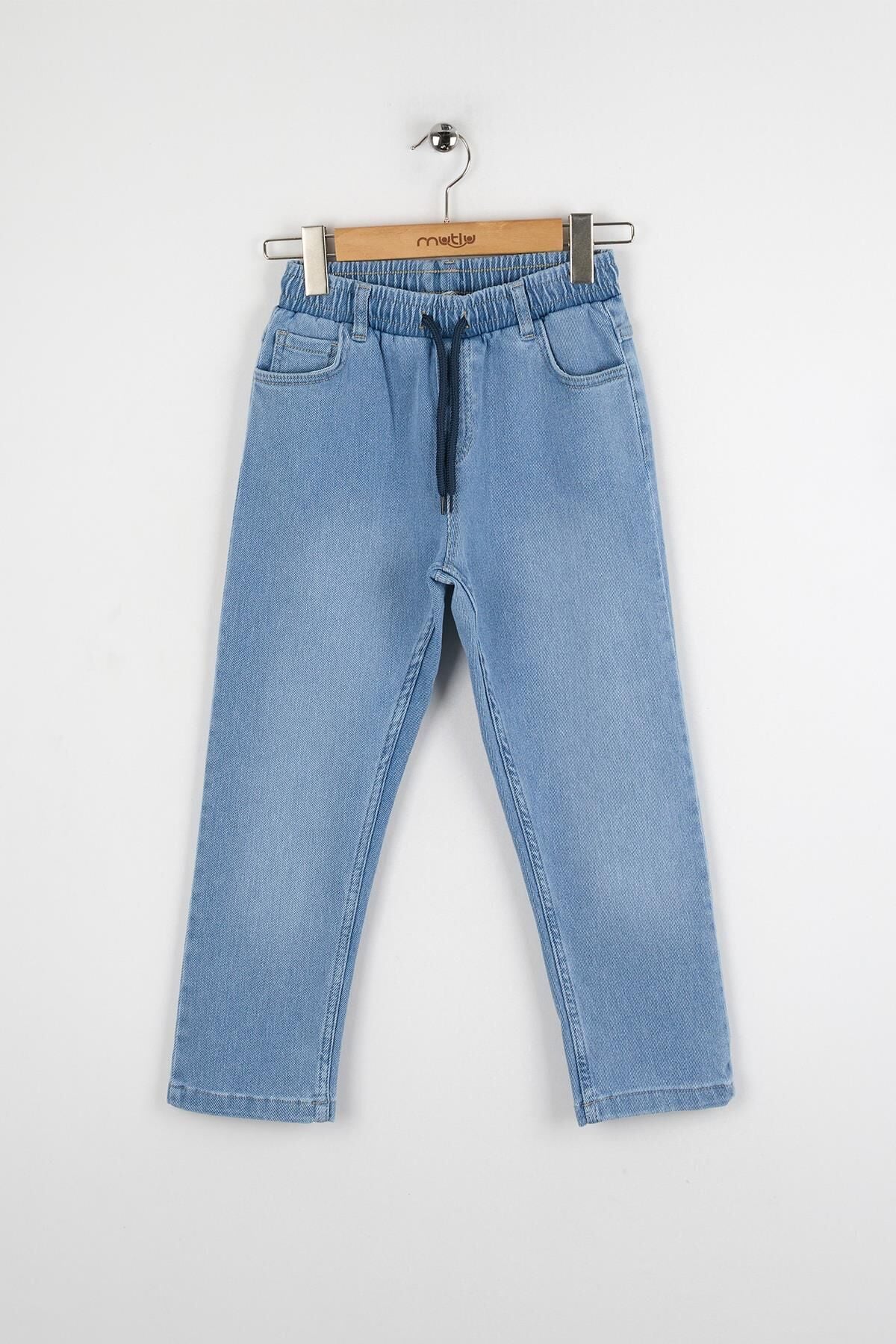 Bel Lastikli Erkek Kot Pantolon Açık Mavi - 7 Yaş