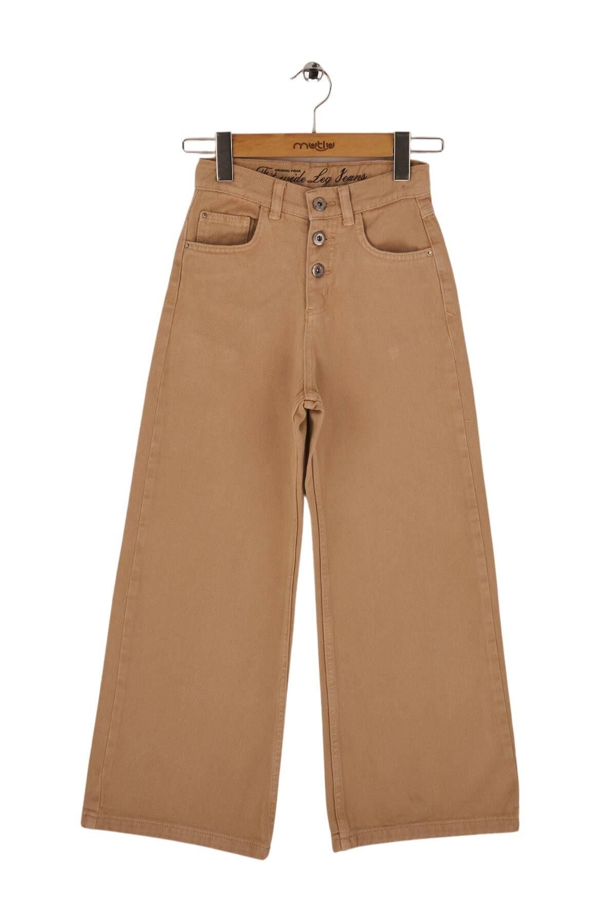 Mutlu Kids Kız Çocuk Wide Leg Kot Pantolon Gül Kurusu - 14 Yaş