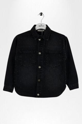 Taşlı Kot Gömlek ORTA MAVİ - 9 Yaş