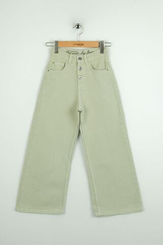 Mutlu Kids Kız Çocuk Wide Leg Kot Pantolon Yeşil - 10 Yaş
