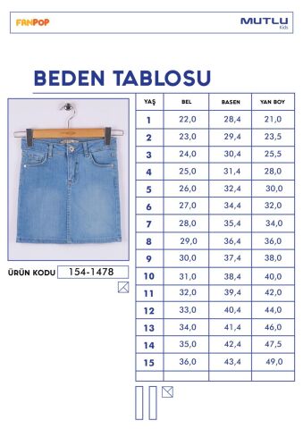Mutlu Kız Kot Etek ORTA MAVİ - 3 Yaş