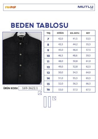 Taşlı Kot Gömlek Antrasit - 14 Yaş