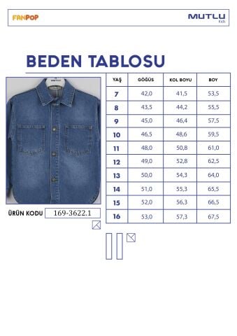 Taşlı Kot Gömlek ORTA MAVİ - 10 Yaş