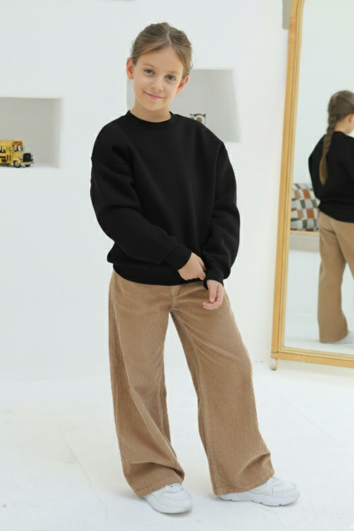 Kemer Apoletli Kadife Pantolon 11 Yaş - Bej