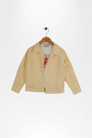 Aplike Nakışlı Kız Ceket Takımı Sarı - 6 Yaş