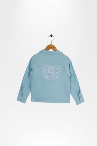 Aplike Nakışlı Kız Ceket Takımı Mavi - 5 Yaş