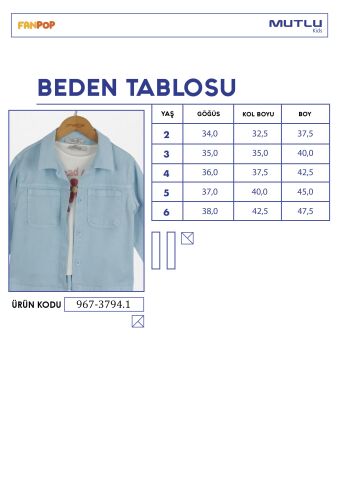 Aplike Nakışlı Kız Ceket Takımı Mavi - 5 Yaş