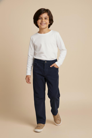 Mutlu Klasik Erkek Kadife Pantolon Lacivert - 3 Yaş