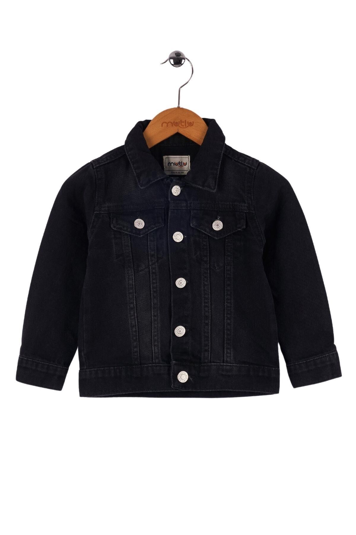 Mutlu Kids Unisex Çocuk Kot Ceket Siyah - 3 Yaş