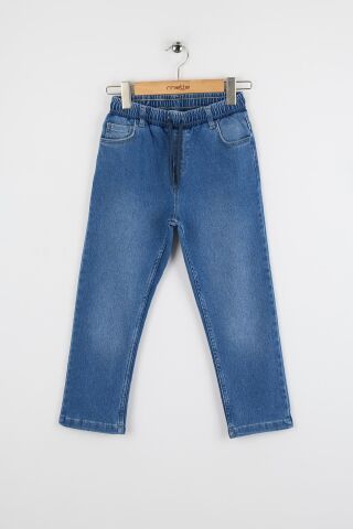 Bel Lastikli Erkek Kot Pantolon ORTA MAVİ - 8 Yaş