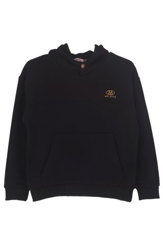 Mutlu Kids Kapüşonlu Erkek Çocuk Sweatshirt Siyah - 13-14 Yaş