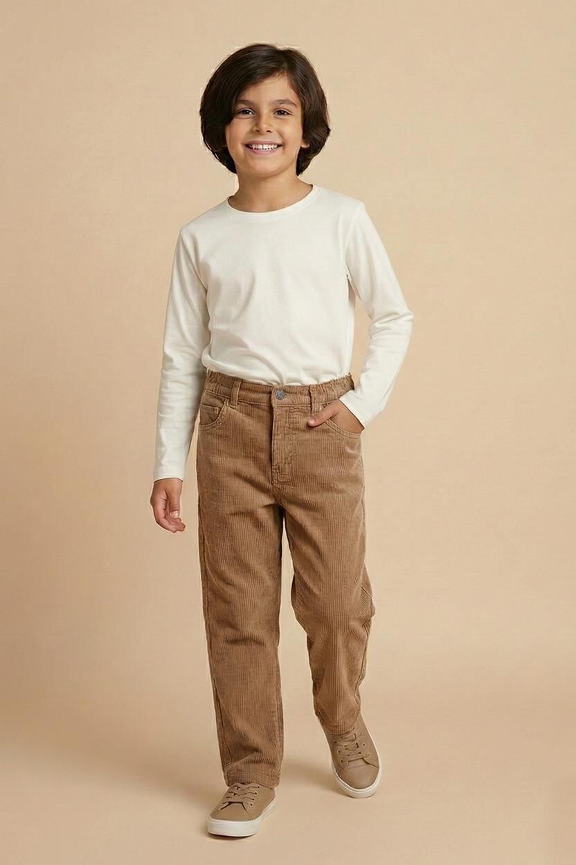 Mutlu Klasik Erkek Kadife Pantolon 3 Yaş - Vizon