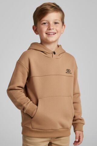 Mutlu Kids Kapüşonlu Erkek Çocuk Sweatshirt Vizon - 12-13 Yaş