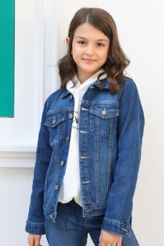 Mutlu Kids Unisex Çocuk Kot Ceket Açık Mavi - 1 Yaş